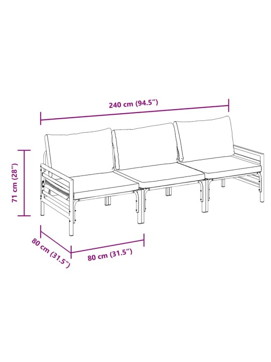 Dārza dīvānu komplekts 3 pcs antracīta tērauds