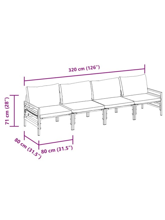 Dārza dīvānu komplekts 4 pcs antracīta tērauds