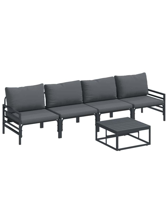 Dārza dīvānu komplekts 5 pcs antracīta tērauds