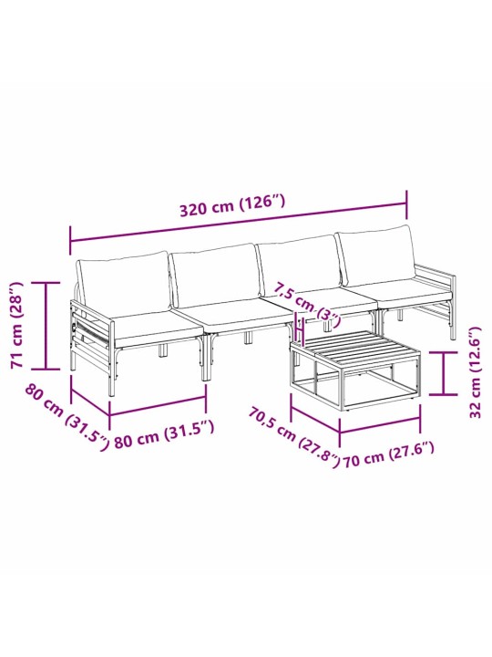 Dārza dīvānu komplekts 5 pcs antracīta tērauds