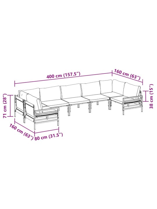 Dārza dīvānu komplekts 7 pcs antracīta tērauds