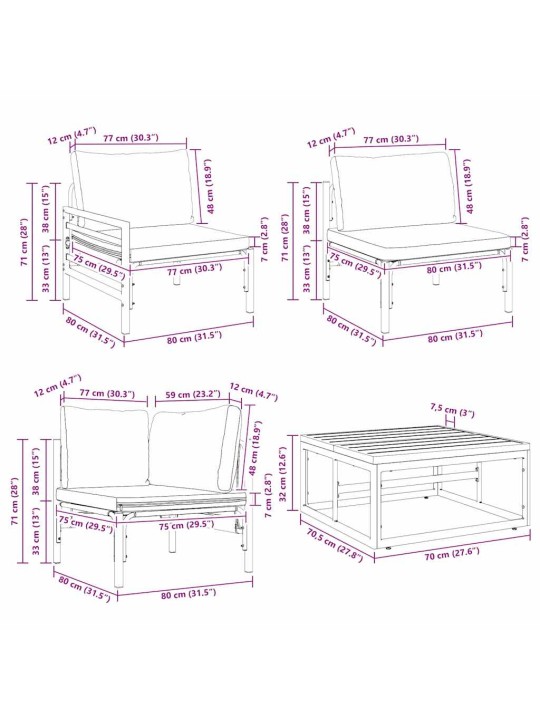 Dārza dīvānu komplekts 8 pcs antracīta tērauds