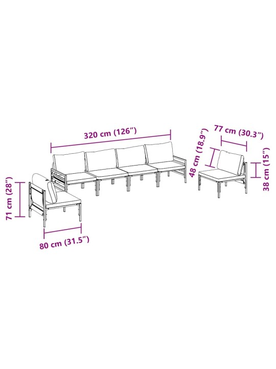 Dārza dīvānu komplekts 6 pcs antracīta tērauds