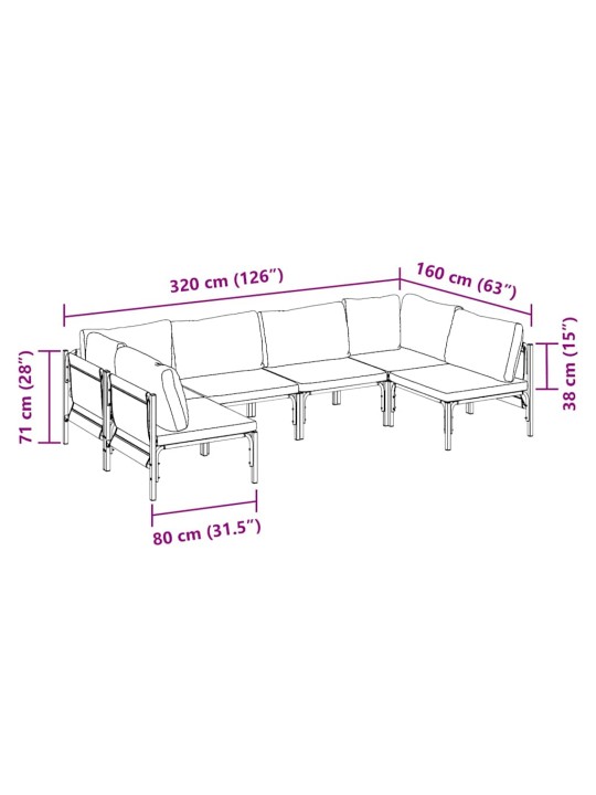 Dārza dīvānu komplekts 6 pcs antracīta tērauds