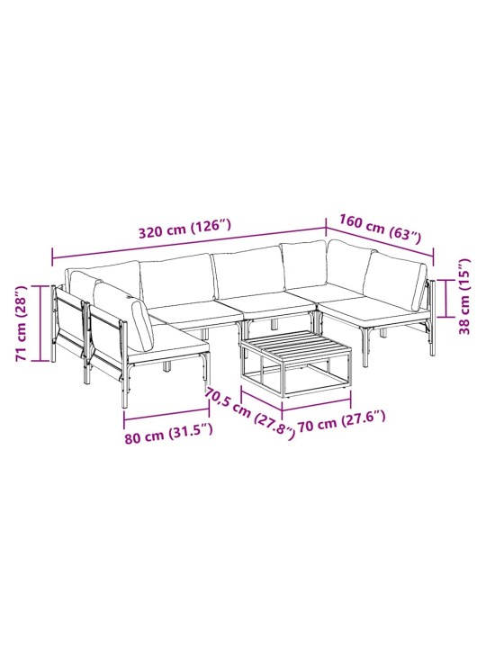Dārza dīvānu komplekts 7 pcs antracīta tērauds