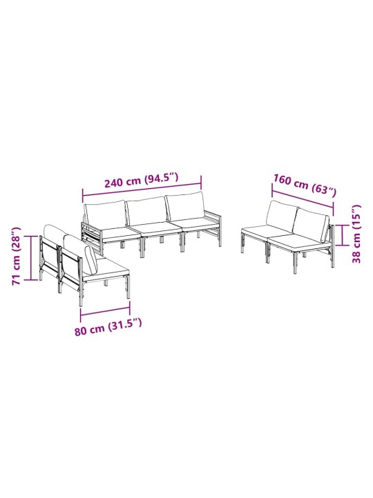 Dārza dīvānu komplekts 7 pcs antracīta tērauds