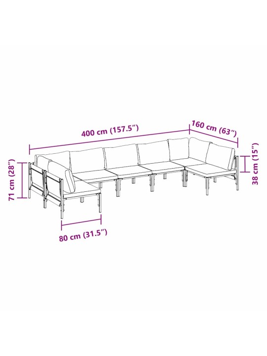 Dārza dīvānu komplekts 7 pcs antracīta tērauds