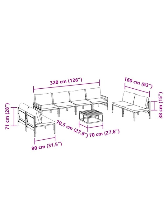 Dārza dīvānu komplekts 9 pcs antracīta tērauds
