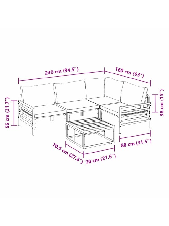 Dārza dīvānu komplekts 6 pcs antracīta tērauds