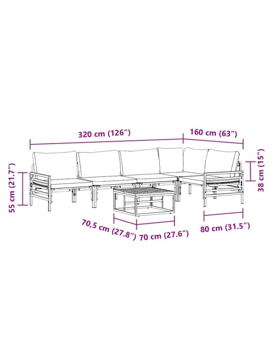 Dārza dīvānu komplekts 6 pcs antracīta tērauds