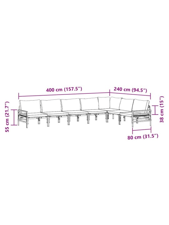 Dārza dīvānu komplekts 7 pcs antracīta tērauds