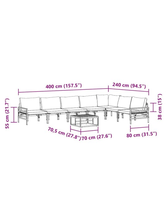 Dārza dīvānu komplekts 8 pcs antracīta tērauds