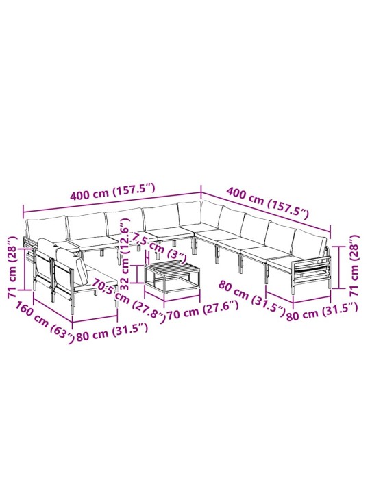 Dārza dīvānu komplekts 12 pcs antracīta tērauds