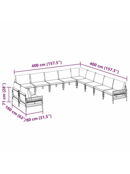 Dārza dīvānu komplekts 11 pcs antracīta tērauds