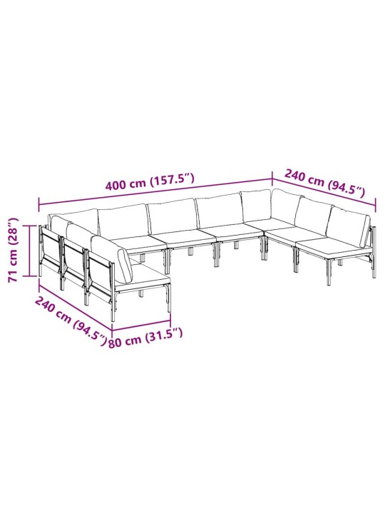 Dārza dīvānu komplekts 9 pcs antracīta tērauds