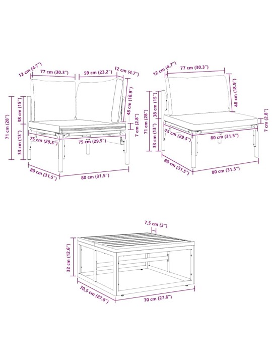 Dārza dīvānu komplekts 11 pcs antracīta tērauds