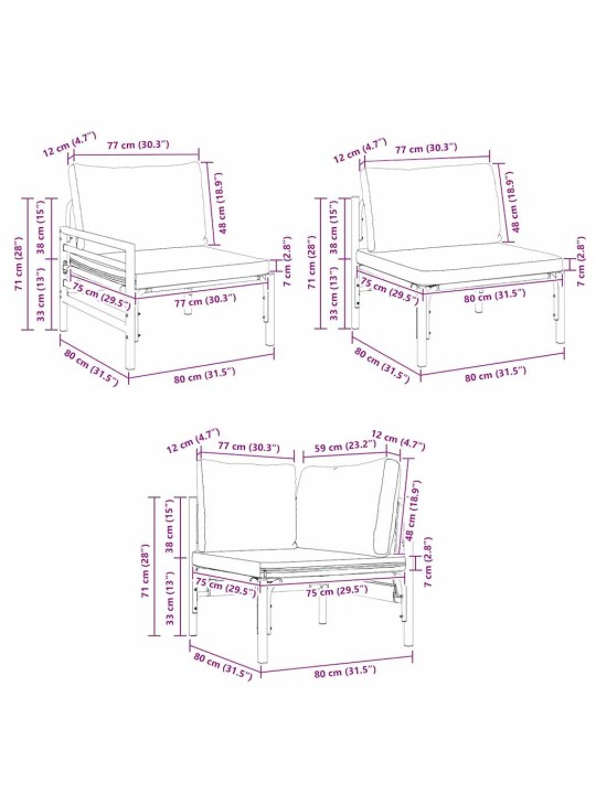 Dārza dīvānu komplekts 10 pcs antracīta tērauds