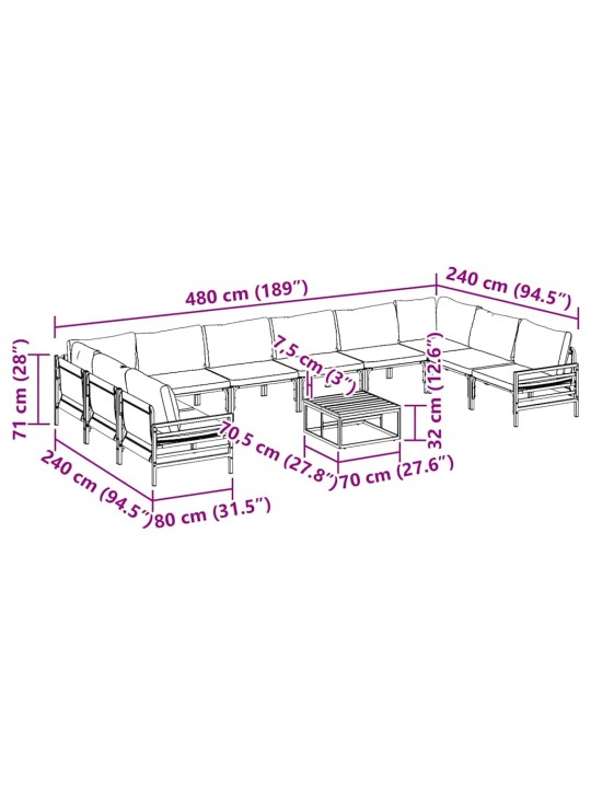 Dārza dīvānu komplekts 11 pcs antracīta tērauds
