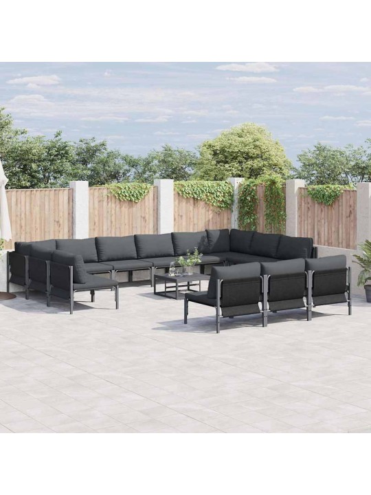 Dārza dīvānu komplekts 13 pcs antracīta tērauds