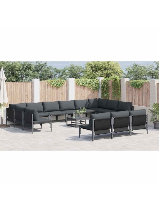 Dārza dīvānu komplekts 14 pcs antracīta tērauds