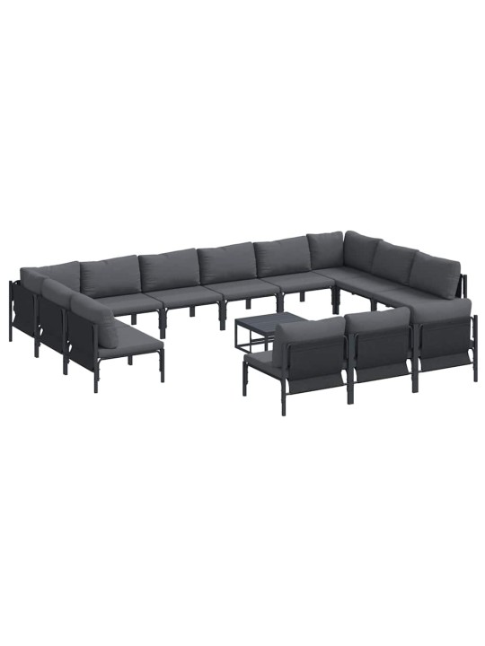 Dārza dīvānu komplekts 14 pcs antracīta tērauds