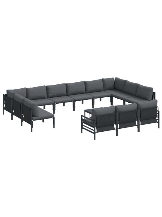 Dārza dīvānu komplekts 14 pcs antracīta tērauds