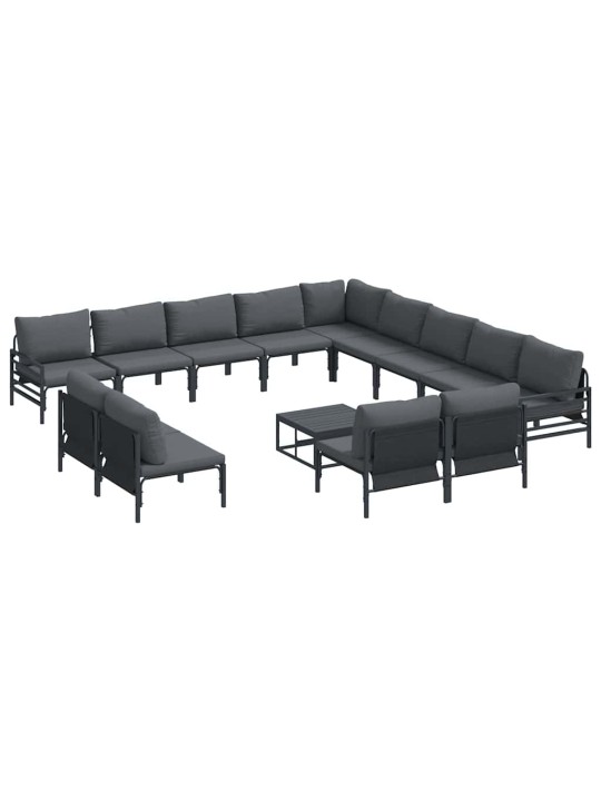 Dārza dīvānu komplekts 14 pcs antracīta tērauds