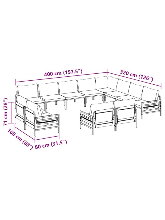 Dārza dīvānu komplekts 12 pcs antracīta tērauds