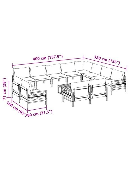 Dārza dīvānu komplekts 13 pcs antracīta tērauds