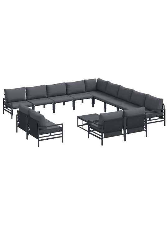 Dārza dīvānu komplekts 14 pcs antracīta tērauds