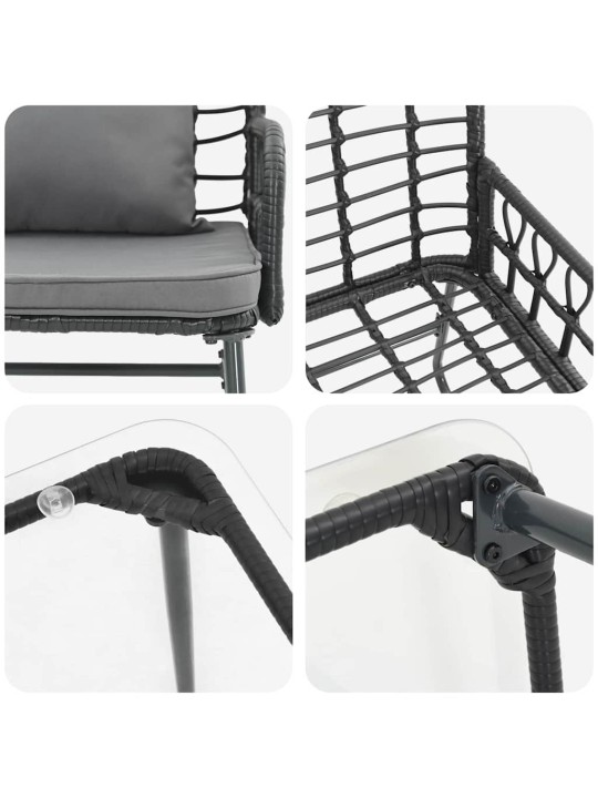 Dārza mēbeļu komplekts ar spilvenu 4 pcs melns un anthracite