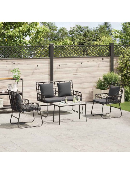 Dārza mēbeļu komplekts ar spilvenu 4 pcs melns un anthracite
