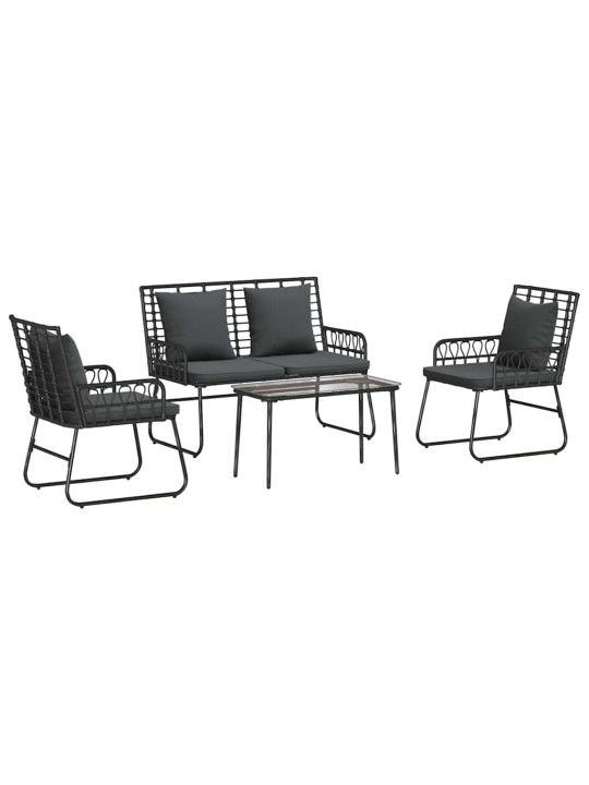 Dārza mēbeļu komplekts ar spilvenu 4 pcs melns un anthracite