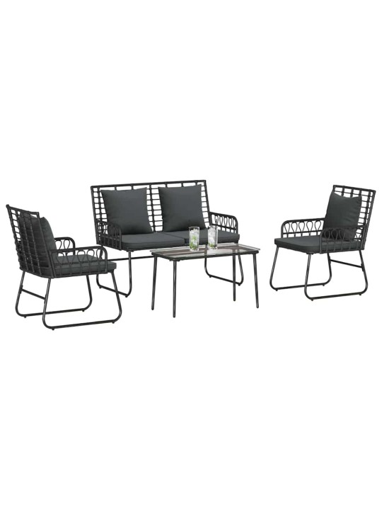 Dārza mēbeļu komplekts ar spilvenu 4 pcs melns un anthracite