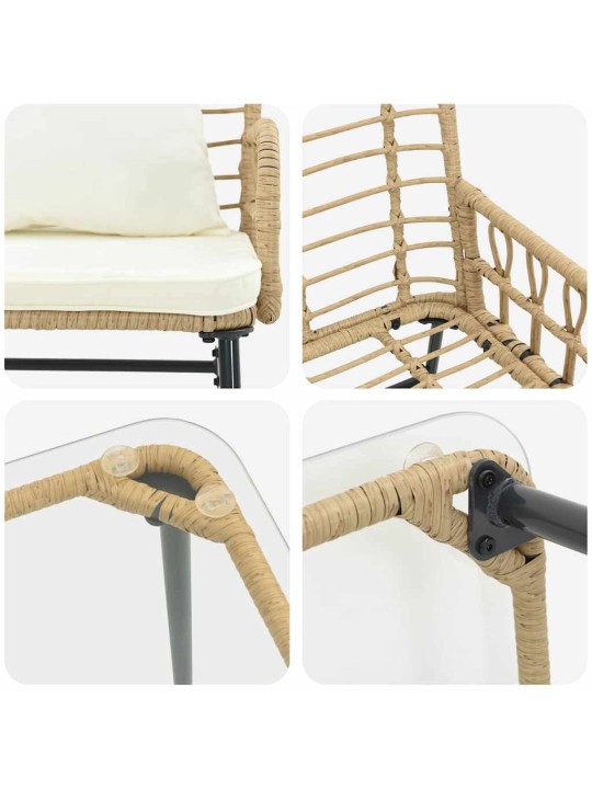 Dārza mēbeļu komplekts ar spilvenu 4 pcs melns un anthracite
