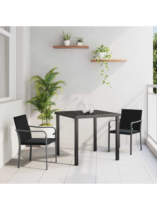 Dārza ēdamgalds 3 pcs melna poliūtu rotangpalma