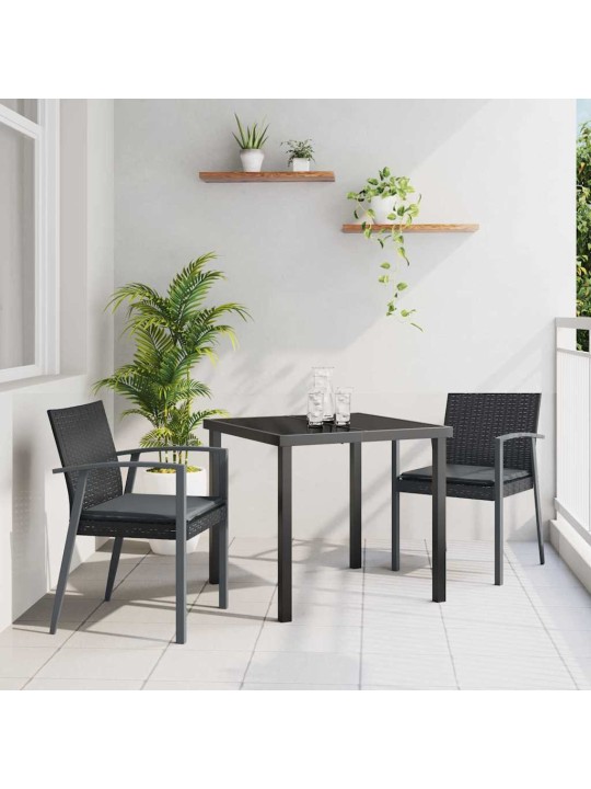 Dārza ēdamgalds 3 pcs melna poliūtu rotangpalma