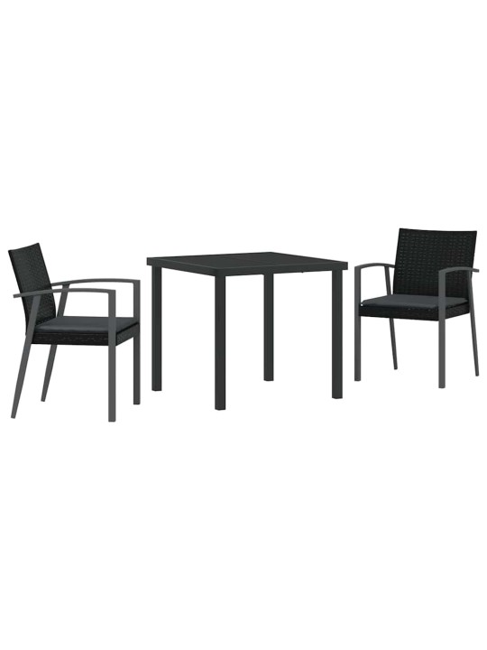 Dārza ēdamgalds 3 pcs melna poliūtu rotangpalma