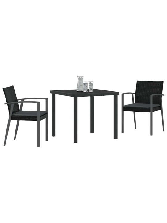 Dārza ēdamgalds 3 pcs melna poliūtu rotangpalma