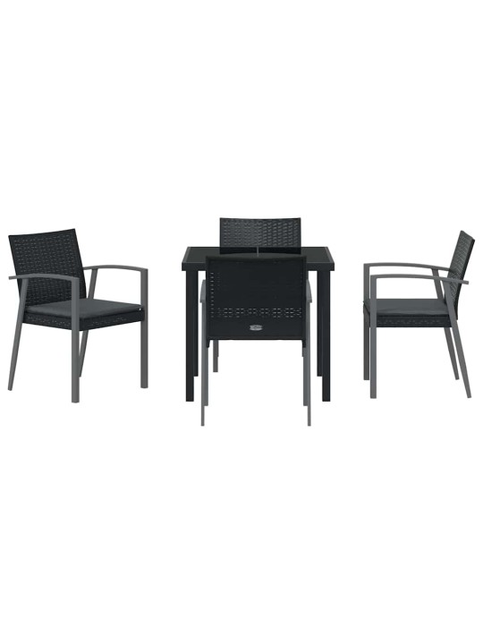 Dārza ēdamgalds 5 pcs melna poliūtu rotangpalma