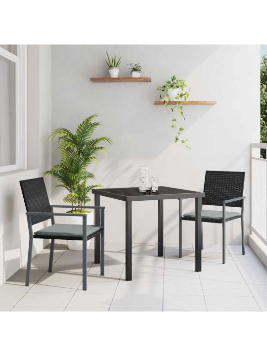 Dārza ēdamgalds 3 pcs melna poliūtu rotangpalma