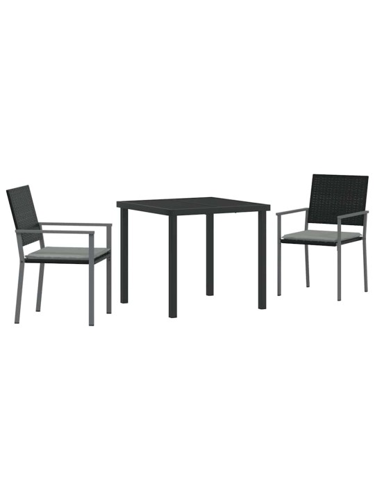 Dārza ēdamgalds 3 pcs melna poliūtu rotangpalma