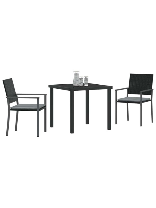 Dārza ēdamgalds 3 pcs melna poliūtu rotangpalma
