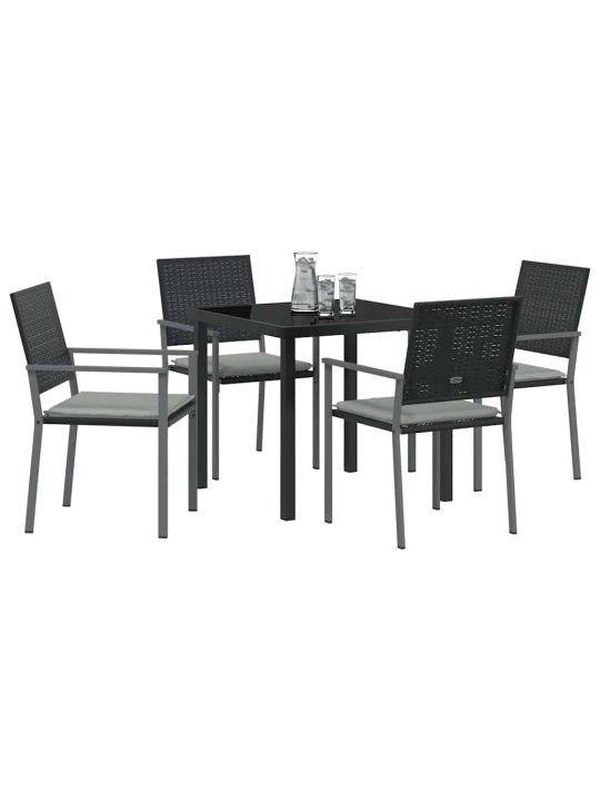Dārza ēdamgalds 5 pcs melna poliūtu rotangpalma