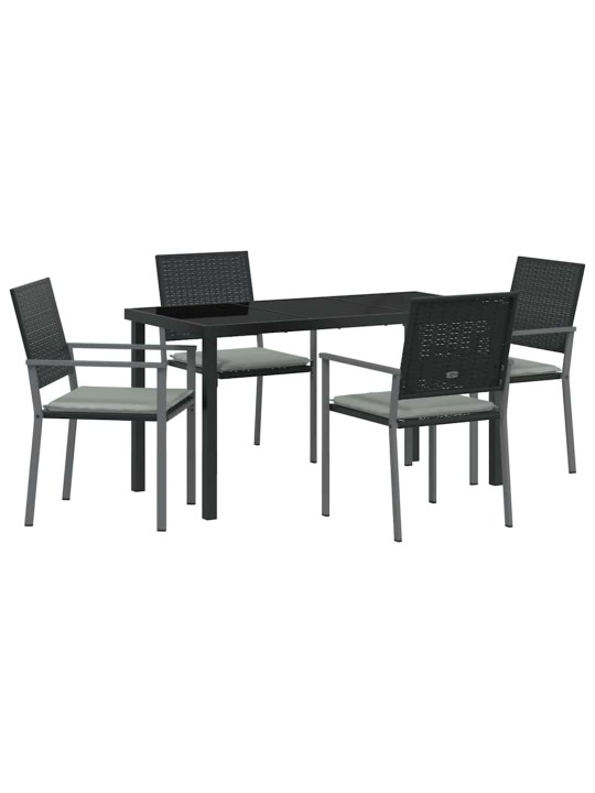 Dārza ēdamgalds 5 pcs melna poliūtu rotangpalma