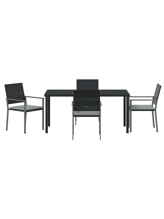 Dārza ēdamgalds 5 pcs melna poliūtu rotangpalma