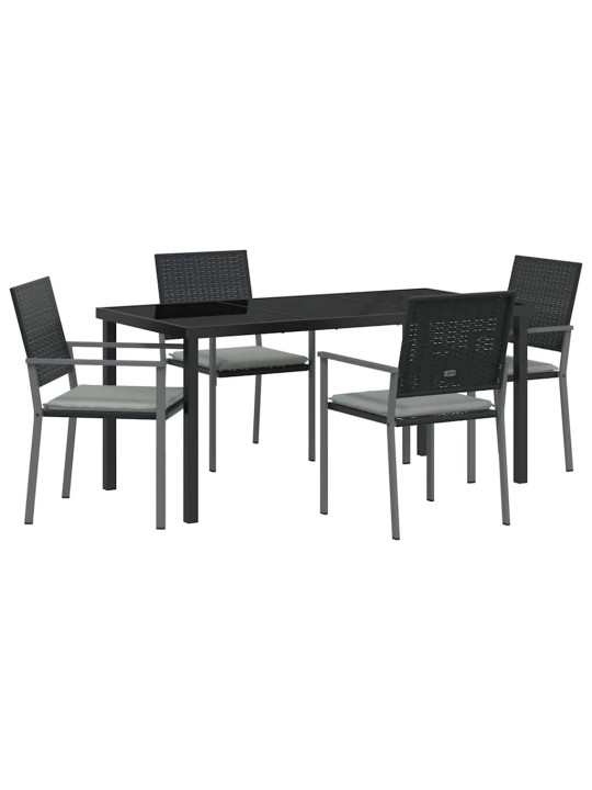 Dārza ēdamgalds 5 pcs melna poliūtu rotangpalma