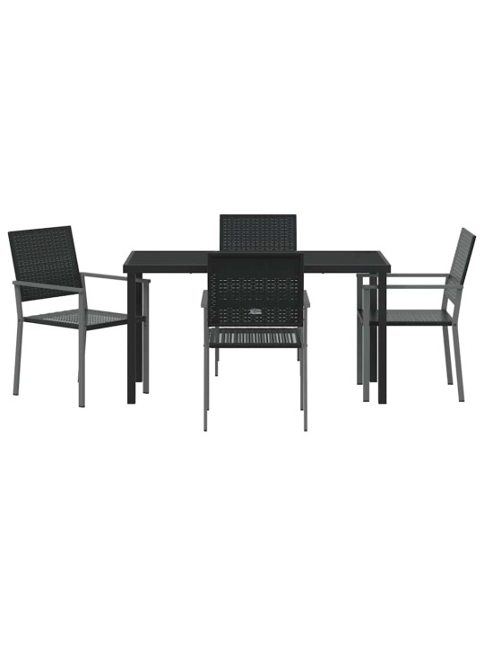 Dārza ēdamgalds 5 pcs melna poliūtu rotangpalma