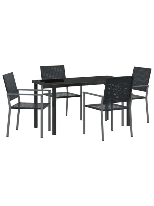 Dārza ēdamgalds 5 pcs melna poliūtu rotangpalma