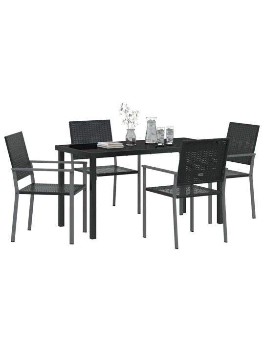 Dārza ēdamgalds 5 pcs melna poliūtu rotangpalma